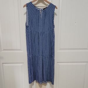 Suzanne Betro Navy Polka Dot Midi Dress